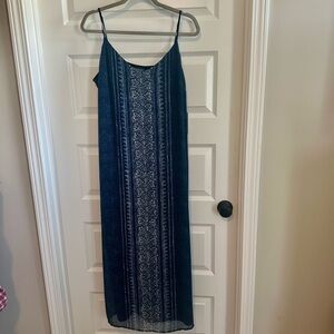 NWT Vince Camuto "Mystic Blooms F2" Navy Stenciled Side‎ Slit Maxi sz XL